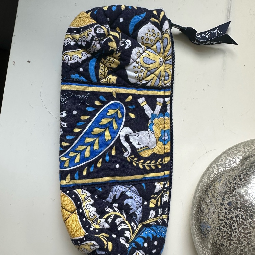 Vera Bradley Elie Blue Elephant Pouch- Navy, Blue & Yellow
